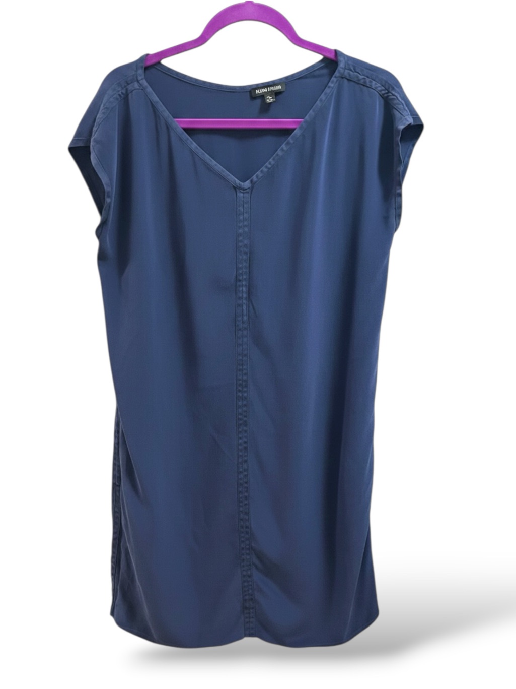 Eileen Fisher 100% Silk V-Neck Tunic Dress Size M Washed Black Minimalist